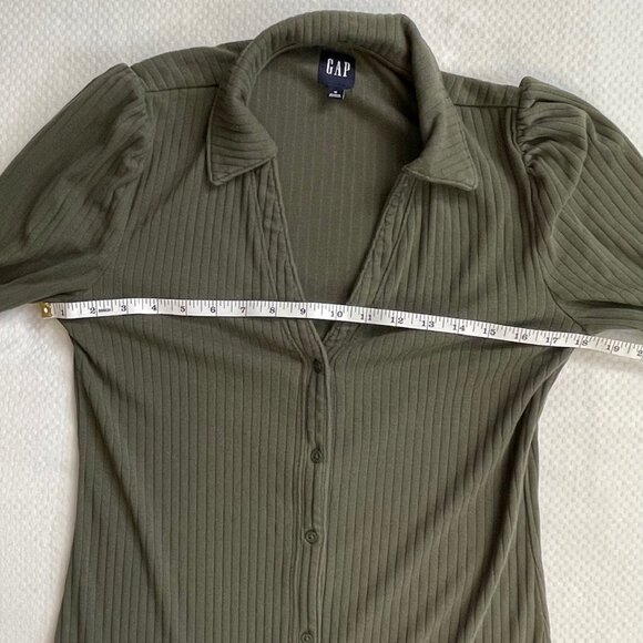 GAP Olive Green Button-Front Shirt Dress | Size Medium - Picture 7 of 7